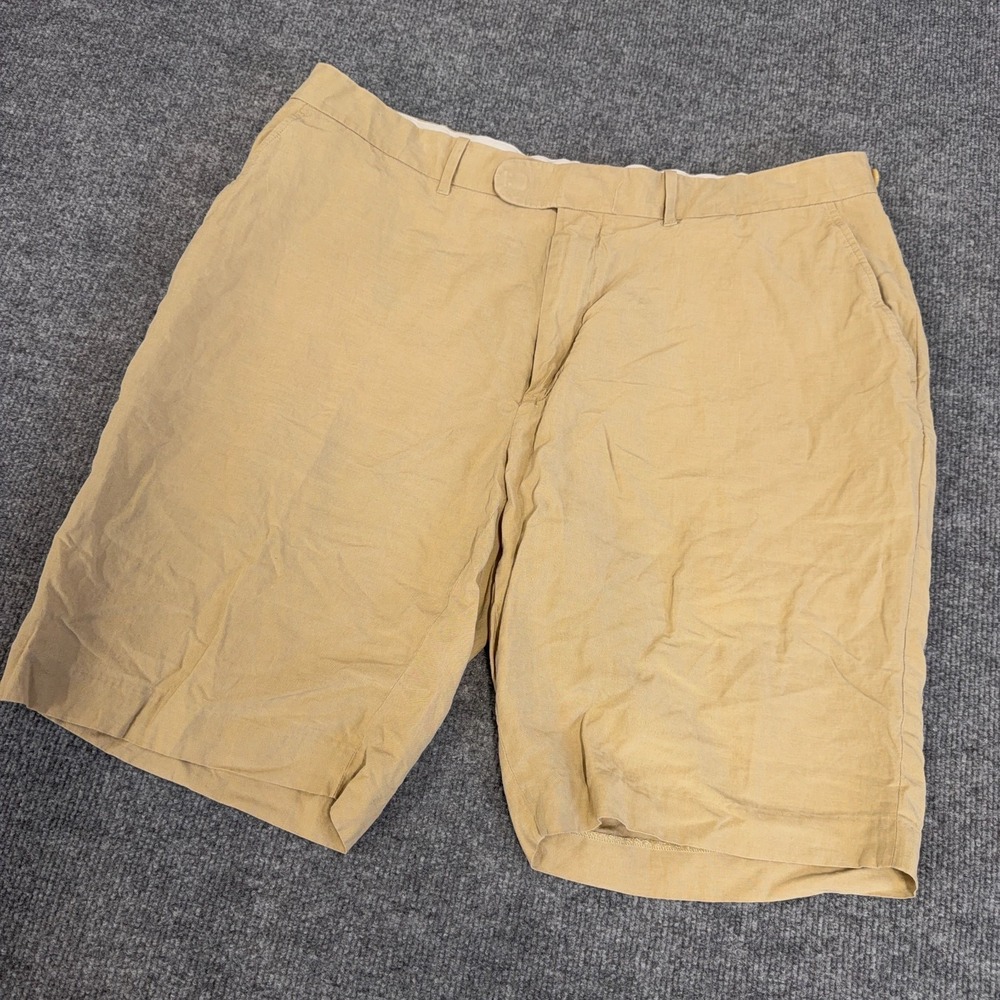 Vintage Polo Ralph Lauren Shorts Men 38 Silk Linen Blend Khaki Tan Lightweight